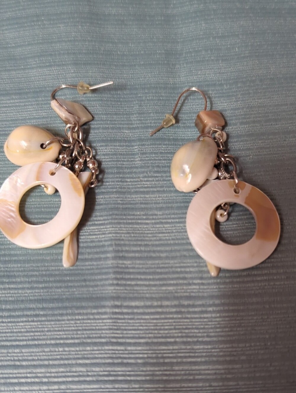 Source Unknown Cream Mother-of-Pearl Hoop Drop Earrings